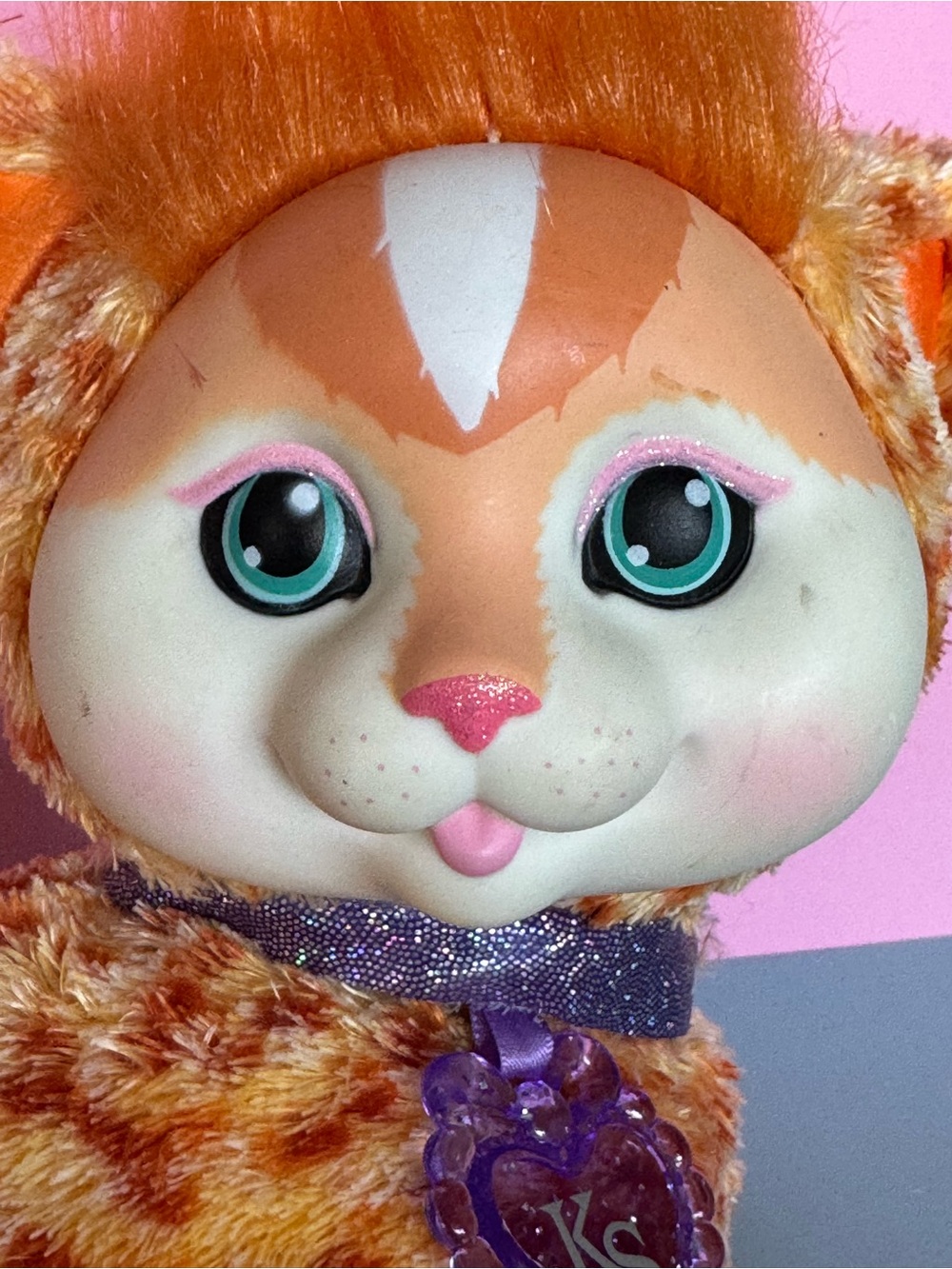 Kitty Surprise Autumn Orange Speckled Plush Cat with 2 kittens - Picture 7 of 14